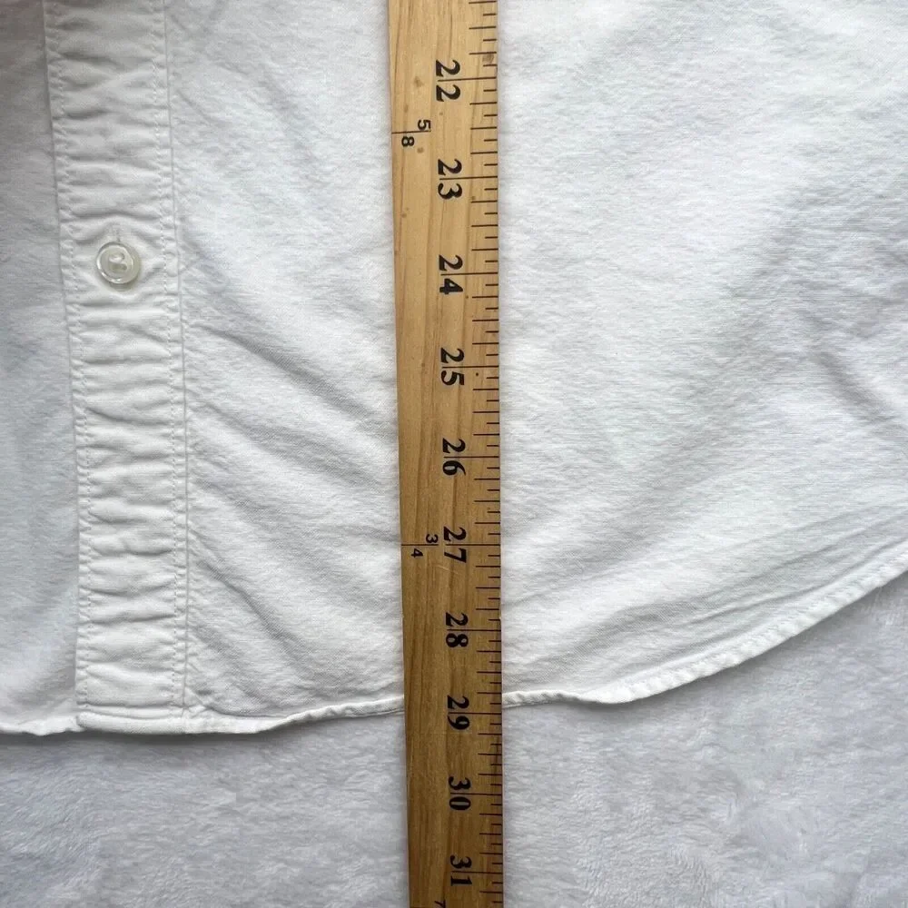 J. Crew 100% Cotton Button Down Lightweight Oxford Short Sleeve White Shirt XL